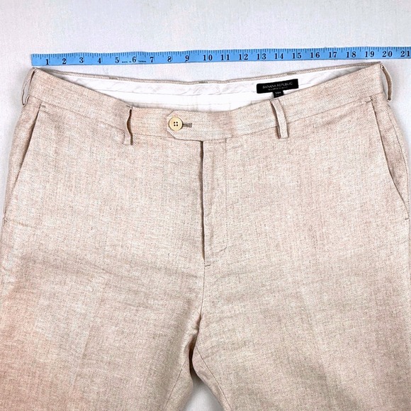 Banana Republic Tailored Fit Pants Mens Tan 38R Linen Herringbone - Picture 5 of 8